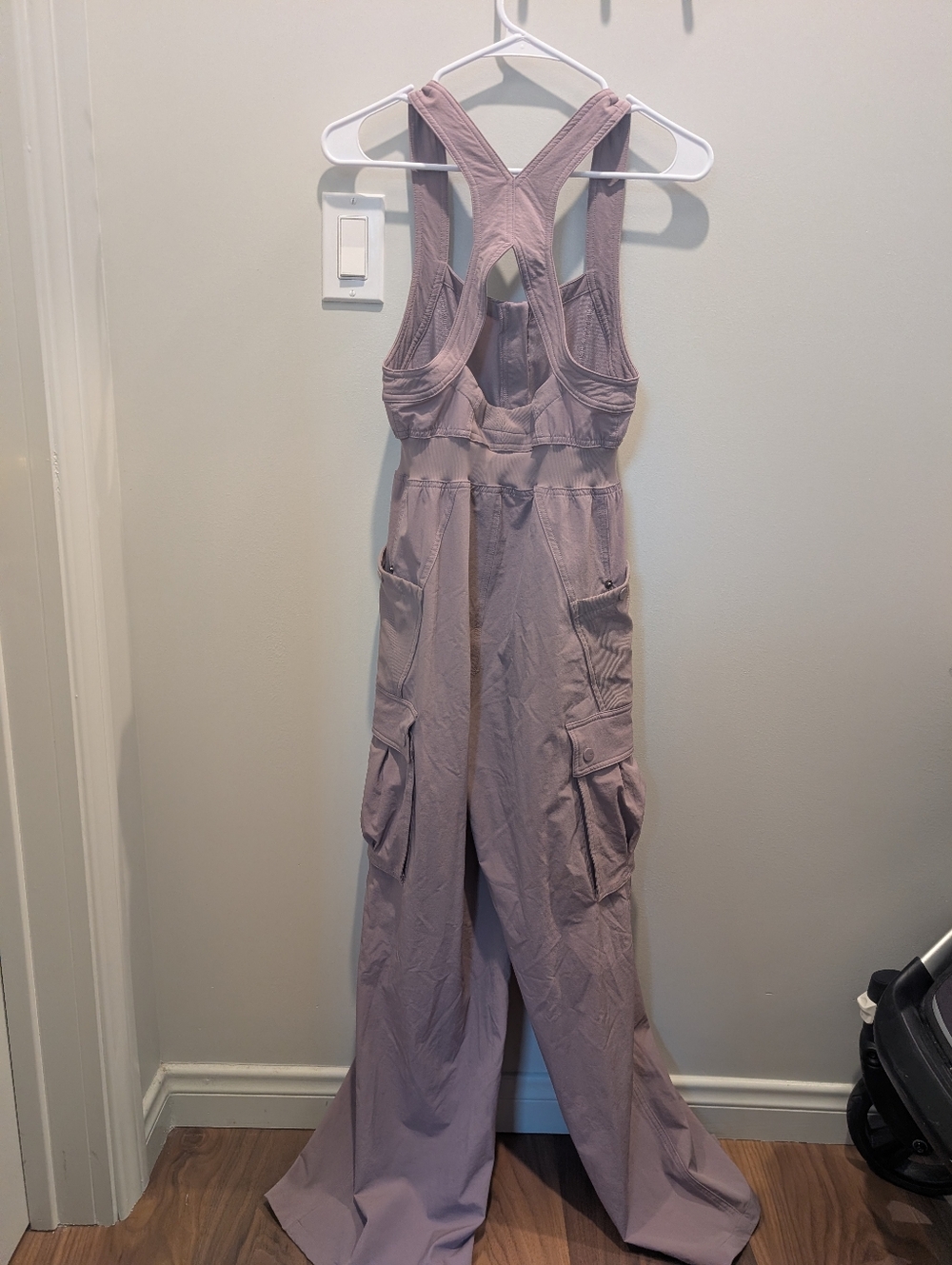 NWOT Popflex Take a Hike Overalls - Dusty Mauve Wide-Leg Utility Jumpsuit Sz XS - Picture 8 of 8